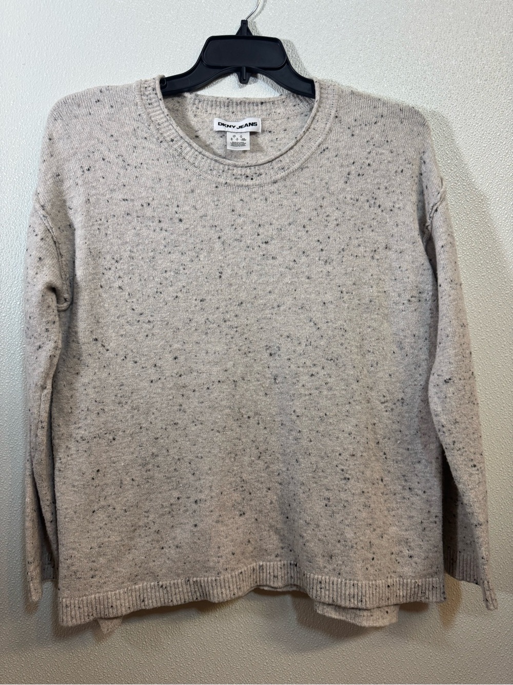 DKNY Jeans Women's Speckled Crewneck Sweater - Light Gray Sz L (E-39)